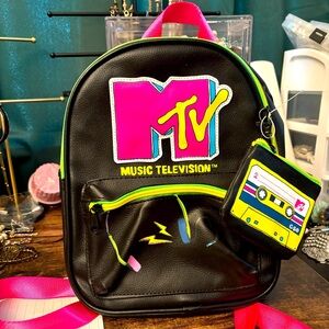 MTV Black and Pink Backpack Retro Style